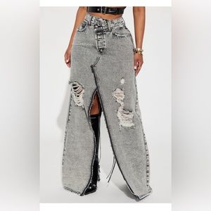 Fashion Nova On My Mind Denim Maxi Skirt - Black Wash